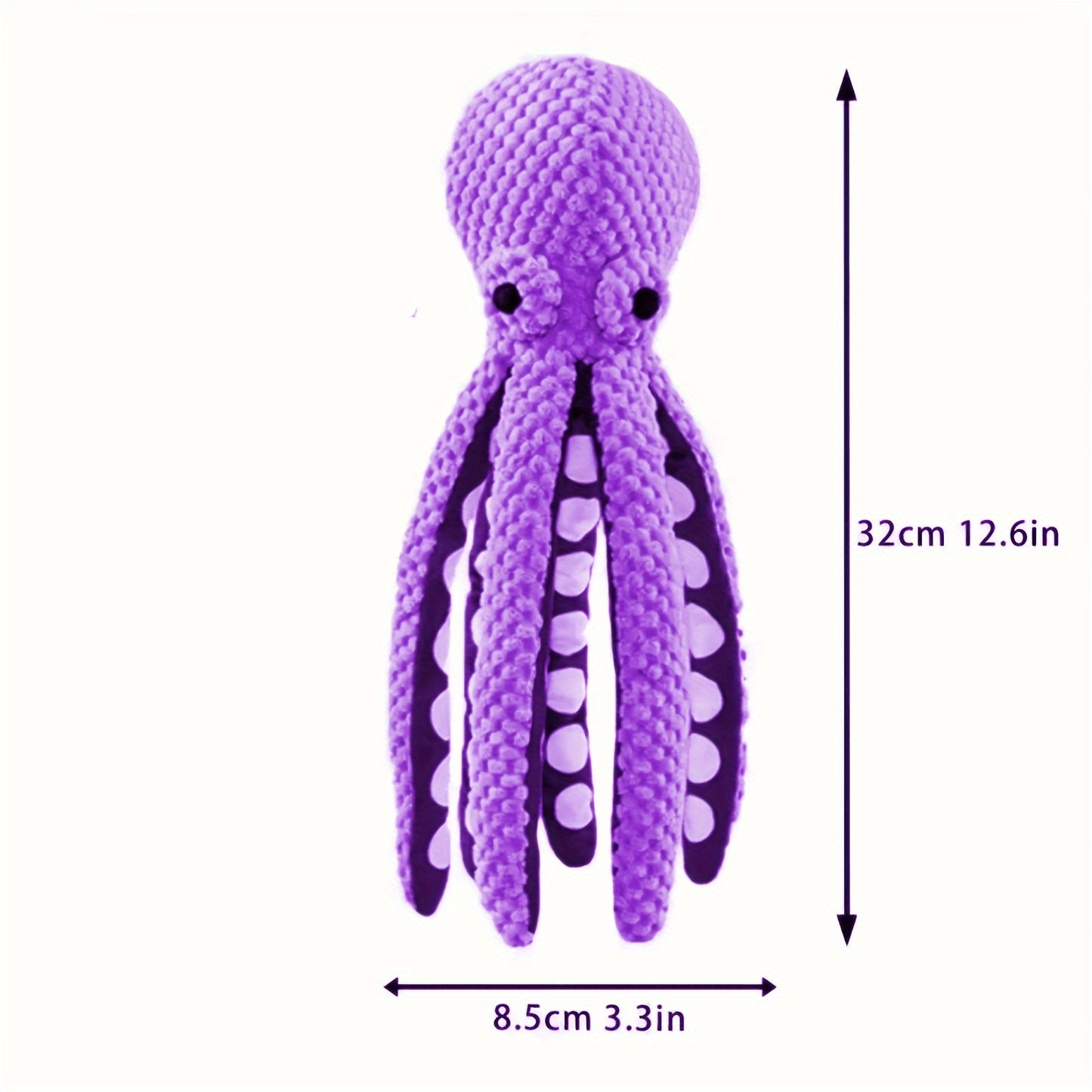 Plush Octopus Dog Toy with Squeaker - Interactive, Durable Chew Toy for Medium Breeds, Teal & Purple with White Suction Cups, Ideal for Play and Training